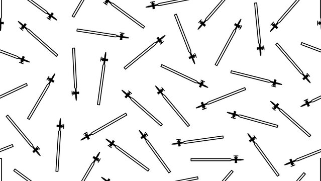 Seamless scientific pattern featuring laboratory Buchner flasks in stroke outline style on a transparent background. Laboratory themes, science education designs, and medical or chemistry graphics.