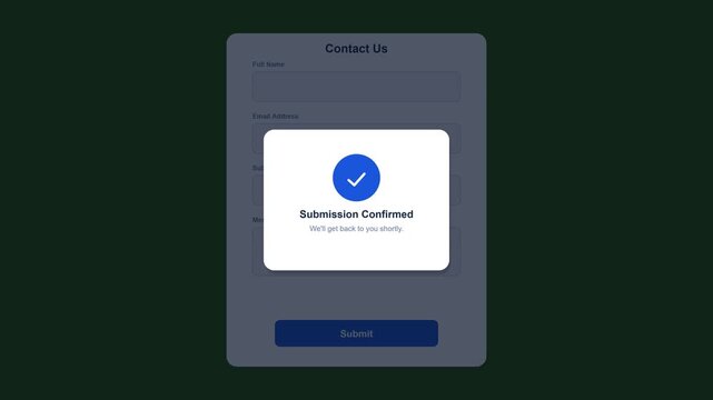 Contact Us Form UI Mockup Green Background