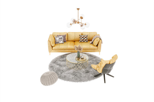 gold coler leather sofa and armchair decoration