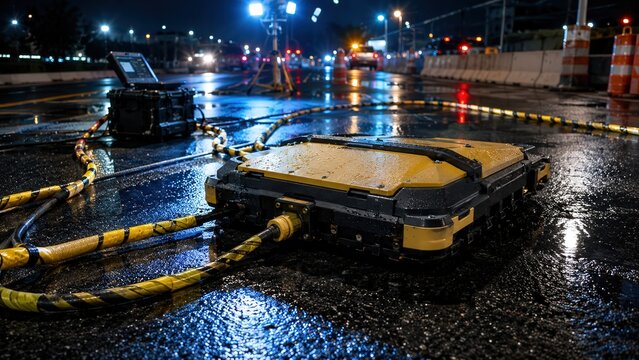 Night GPR Cables on Wet Road