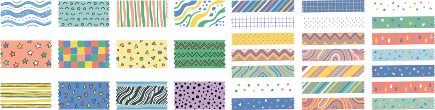Colorful Abstract Seamless Patterns Collection with Geometric and Organic Shapes Vector Set