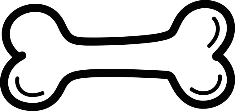 Simple Dog Bone Icon Outline White Background