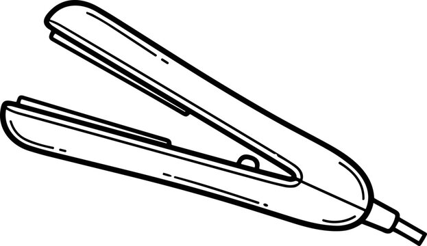 Hair Straightener Illustration - Flat Iron Drawing for Hair Styling and Beauty