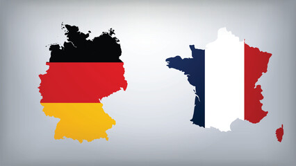 Obraz premium France and Germany Map Flags Vector Illustration, France and Germany Country Shapes Design