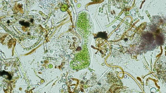 Paramecium bursaria at 20x under brightfield microscopy