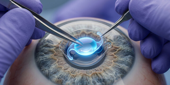 Macro Photography of Intraocular Lens Implantation Surgery