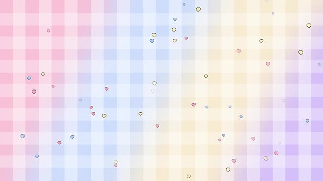 Cheerful Color Plaid Line Wallpaper With Cute Little Colorful Heart Video Motion Background