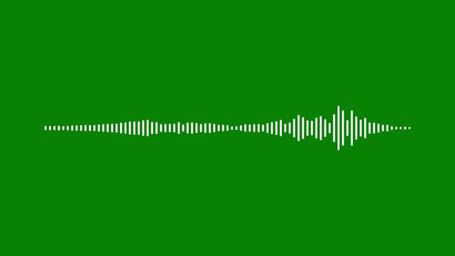 A podcast voice recording frequency line meter, overlay bstract music sound wave or audio waveform on a green background.modern music bars animation, digital podcast waveform,4k video