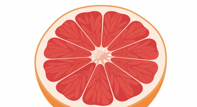 A vibrant, stylized illustration of a sliced, ripe grapefruit with juicy segments