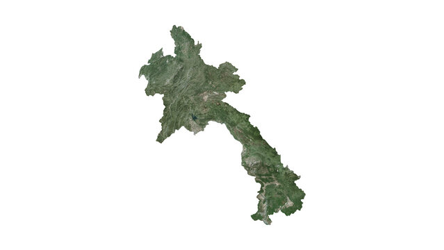 High Detailed LAOS Map PNG, Geographic Relief and Terrain Illustration of LAOS