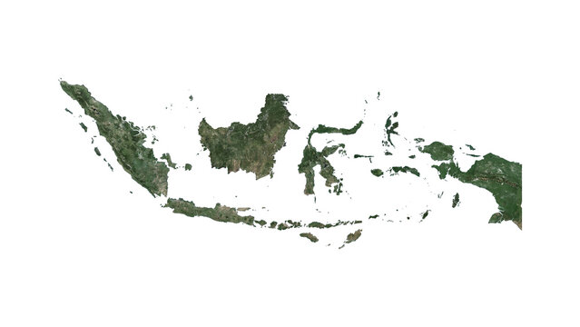 High Detailed INDONESIA Map PNG, Geographic Relief and Terrain Illustration of INDONESIA
