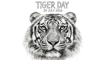 Fototapeta premium High-quality detailed pencil sketch illustration of a tiger face with 