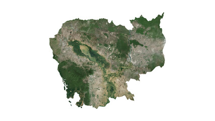 Naklejka premium High Detailed CAMBODIA Map PNG, Geographic Relief and Terrain Illustration of CAMBODIA
