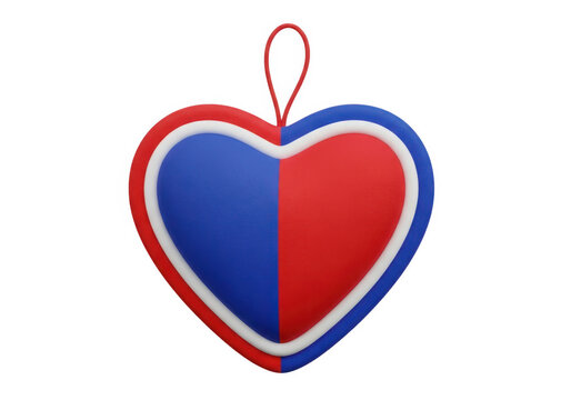 Red heart shape with reflection symbol icon isolated on transparent background