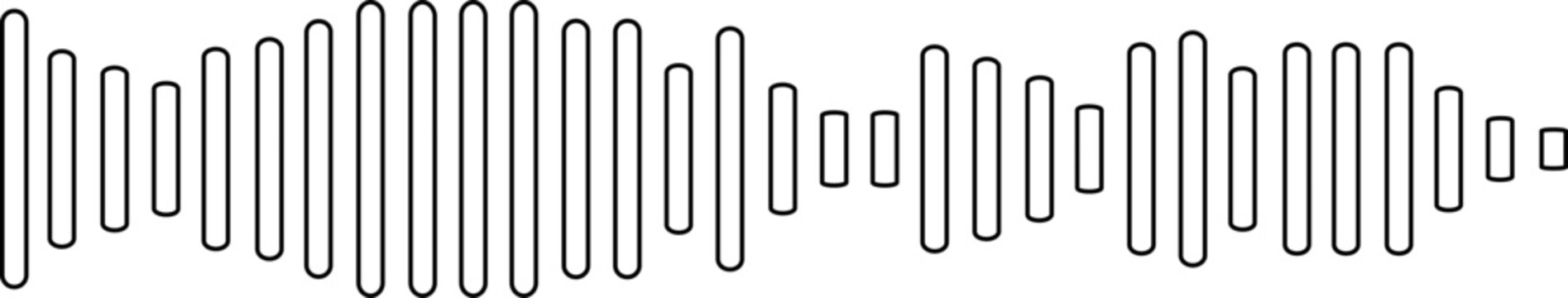 Black waves icon representing wireless communication, signal transmission, broadcasting technology, audio frequency, network connection, radar pulse, telecom symbol and sound waves