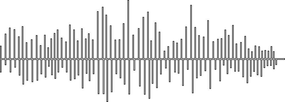Black waves icon representing wireless communication, signal transmission, broadcasting technology, audio frequency, network connection, radar pulse, telecom symbol and sound waves