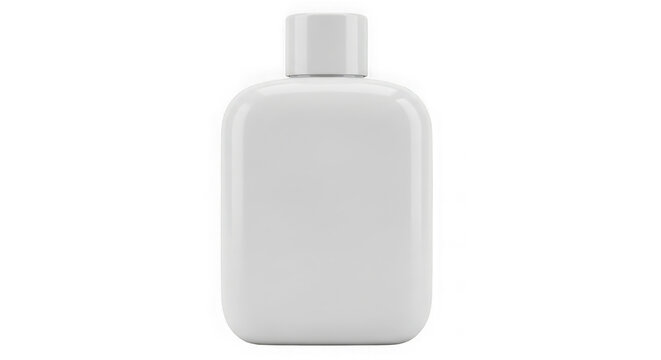 Empty white plastic spray bottle with cap isolated on transparent background