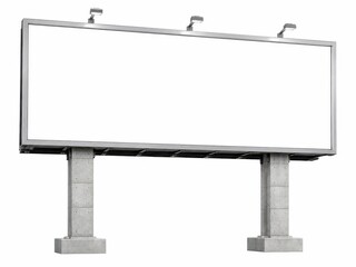 Obraz premium isolated blank outdoor billboard with spotlights on white background, perfect for advertisement or promotion.