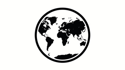 Fototapeta premium Black and white earth globe icon.