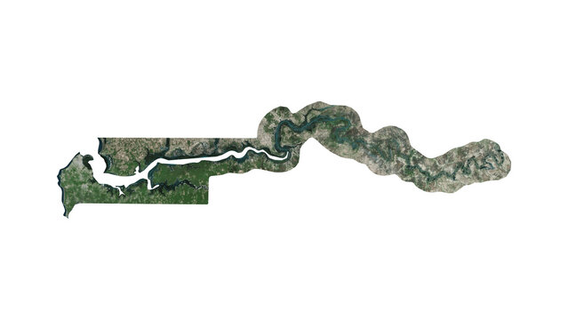 High Detailed GAMBIA Map PNG, Geographic Relief and Terrain Illustration of GAMBIA