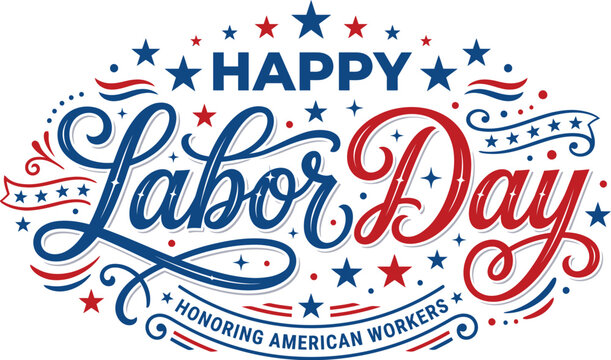 Labor day celebration graphic with stars and stripes honoring american workers patriotic holiday design