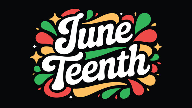 June Teenth Hand Lettering Typography Vector Illustration