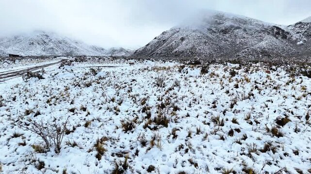 snowy mountain landscape in Mendoza Argentina