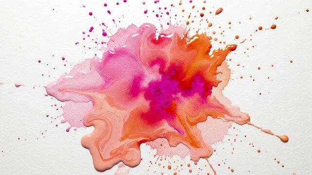 Abstract paint splash on white surface vibrant colors and textures