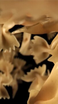 Farfale pasta falls down. Filmed on a high-speed camera at 1000 fps. High quality FullHD footage
