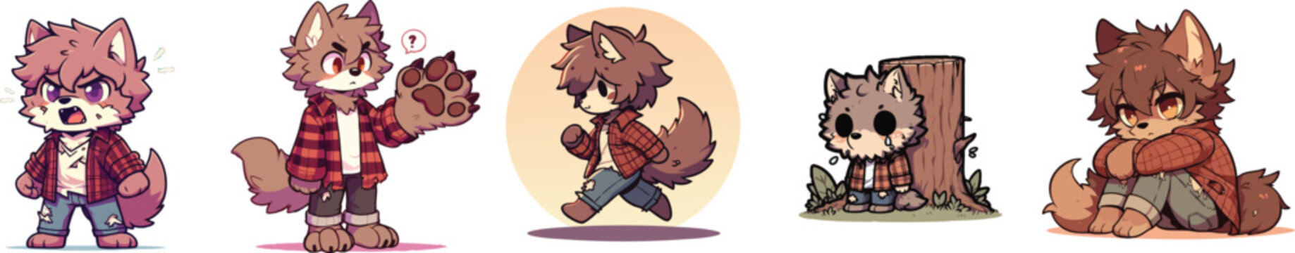 sets of cute chibi animal characters in different poses and colors.