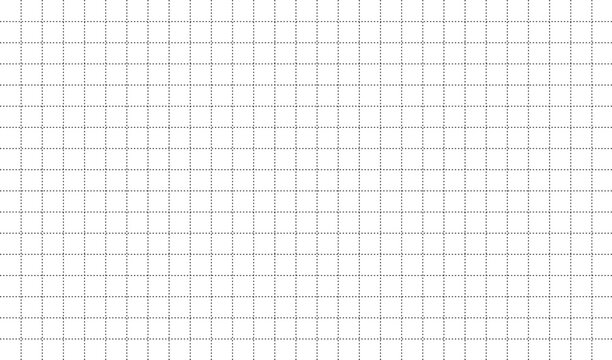 Black Dashed Grid Lines Pattern on White Background with Geometric Graph Paper Textures for School Math and Planner 
