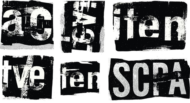 Distressed typography letters and symbols