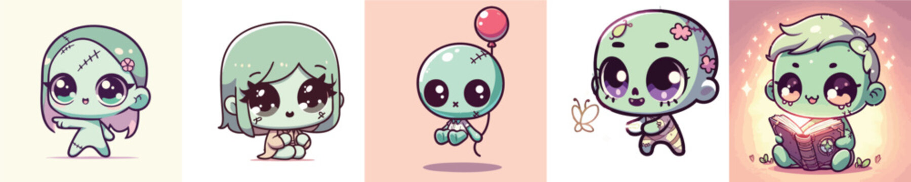 Cute Kawaii Zombie Characters Collection 3.