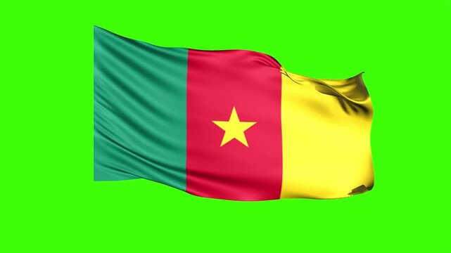Looping CAMEROON Flag Animation on Green Screen, Waving CAMEROON Flag Isolated PNG Video
