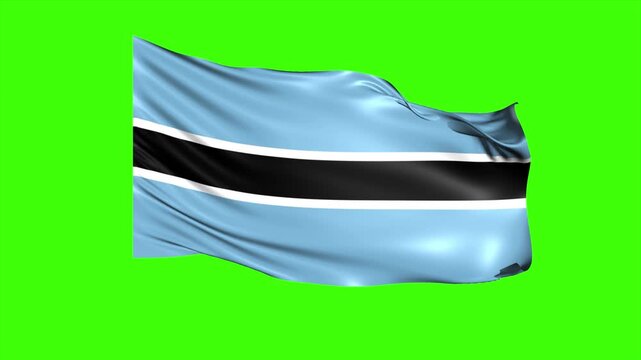 Looping BOTSWANA Flag Animation on Green Screen, Waving BOTSWANA Flag Isolated PNG Video