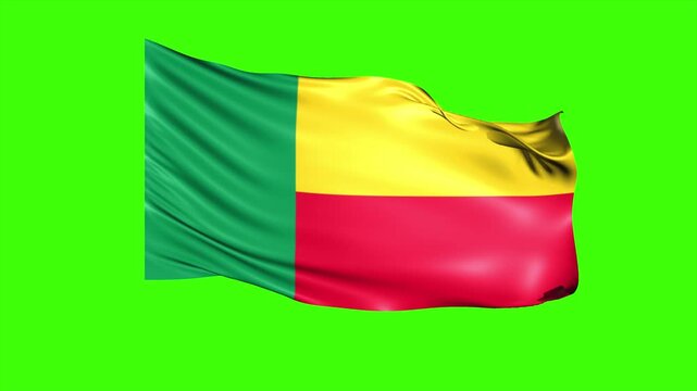 Looping BENIN Flag Animation on Green Screen, Waving BENIN Flag Isolated PNG Video