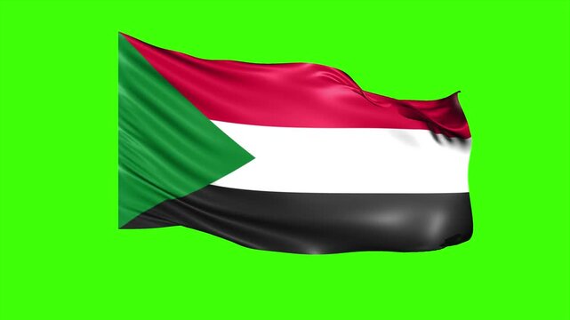 Looping SUDAN Flag Animation on Green Screen, Waving SUDAN Flag Isolated PNG Video