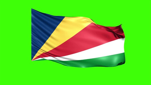 Looping SEYCHELLES Flag Animation on Green Screen, Waving SEYCHELLES Flag Isolated PNG Video