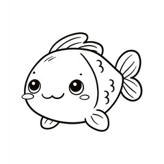 Fototapeta premium Coloring pictures of cute fish underwater scene fun art activity child’s perspective
