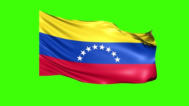 Looping VENEZUELA Flag Animation on Green Screen, Waving VENEZUELA Flag Isolated PNG Video
