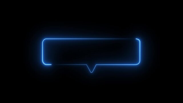 Neon Speech Bubble Frame With neon Light Against Black Background border text box.4k video