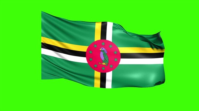 Looping DOMINICA Flag Animation on Green Screen, Waving DOMINICA Flag Isolated PNG Video