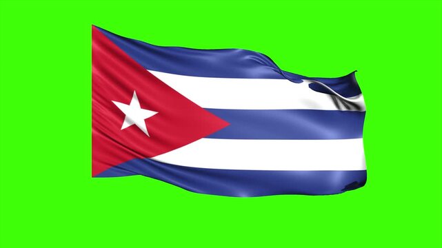 Looping CUBA Flag Animation on Green Screen, Waving CUBA Flag Isolated PNG Video