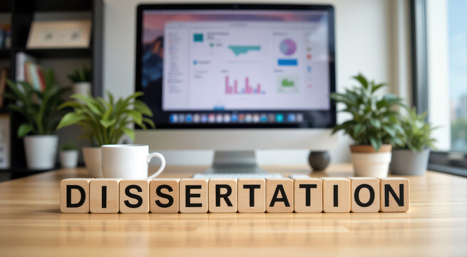 Academic dissertation defense preparation banner tracking university postgraduate student research data analytics performance to graduate with doctorate degree or phd diploma