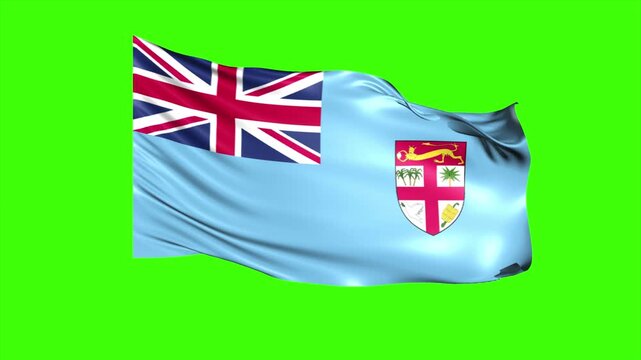 Looping FIJI Flag Animation on Green Screen, Waving FIJI Flag Isolated PNG Video