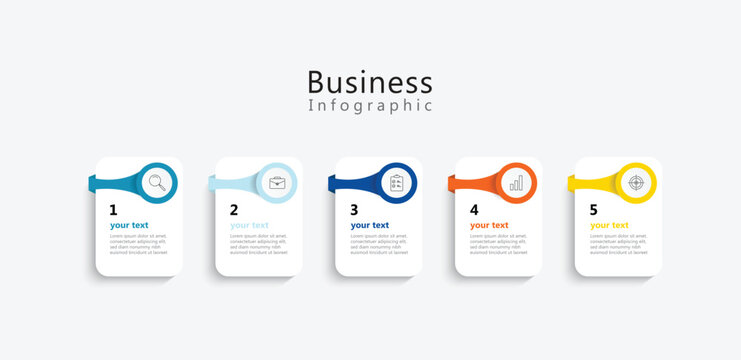Business infographic template design. 5 options or steps timeline infographic design. 