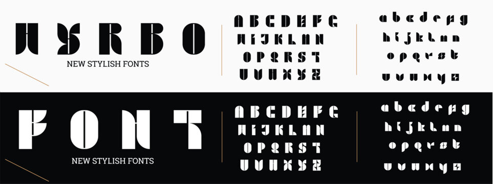 Futuristic modern techno sci fi bold display stencil font, abstract geometric clean monospaced letter set typeface 