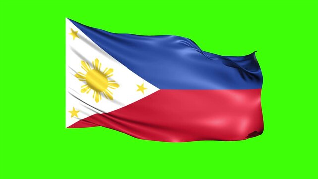 Looping PHILIPPINES Flag Animation on Green Screen, Waving PHILIPPINES Flag Isolated PNG Video