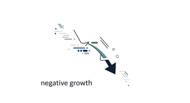 Negative Growth Chart Arrow Falling Down, Financial Decline, Business Recession