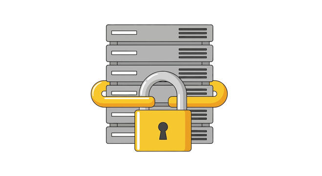 Secure Server Data Protection: Locked Rack with Padlock and Chain